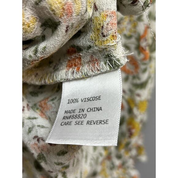 Cynthia Rowley Size S Off the Shoulder Smocked Peasant Top Pink‎ Yellow Floral - Picture 5 of 7